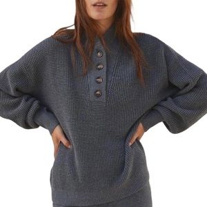 Lunya SET Cozy Cotton Silk Henley Sweater & Leggings